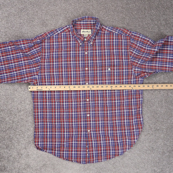 VTG Eddie Bauer Plaid Colorful Large Multicolor Long Sleeve Collared Shirt - Picture 3 of 9